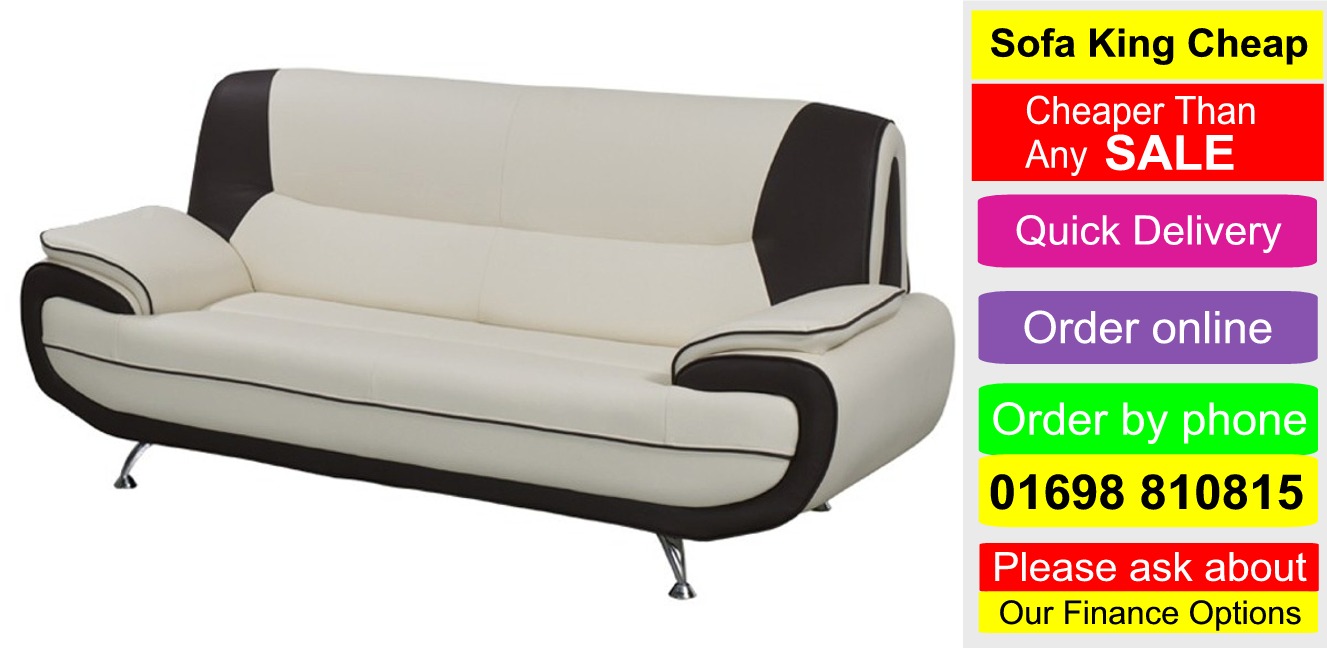 Bari 2 Seater BlackWhite Leather Sofa